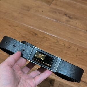 Versace Dark Brown Belt with Silver Buckle